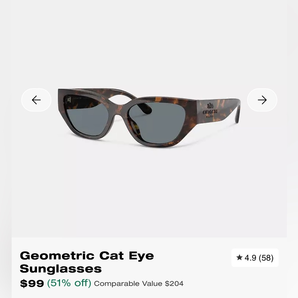 Coach Tortoise Shell Cat Eye Sunglasses - image 1